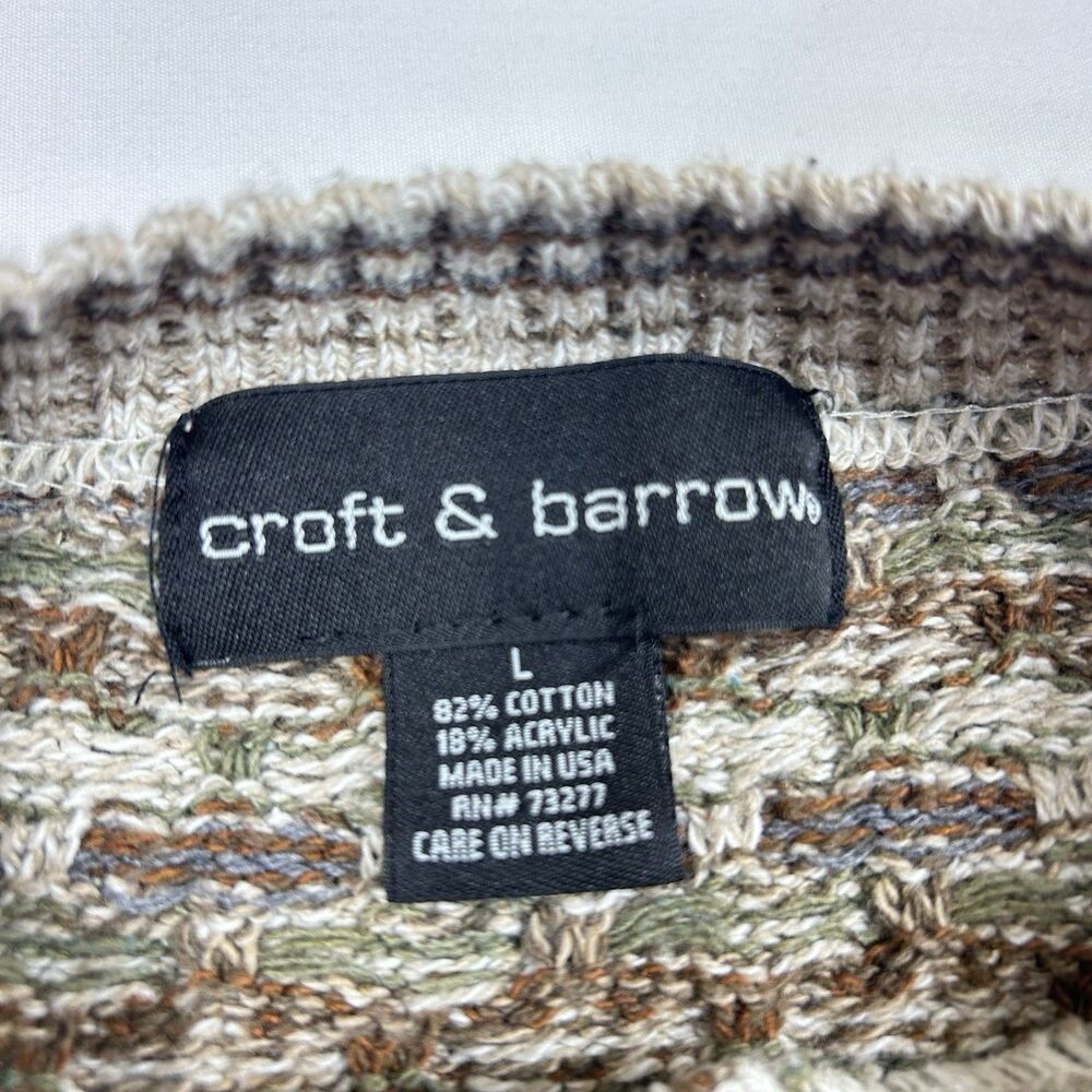 Vtg Croft & Barrow Sweater Mens Large Beige Cream Knit Pullover USA Grandpa Dad - Picture 4 of 13
